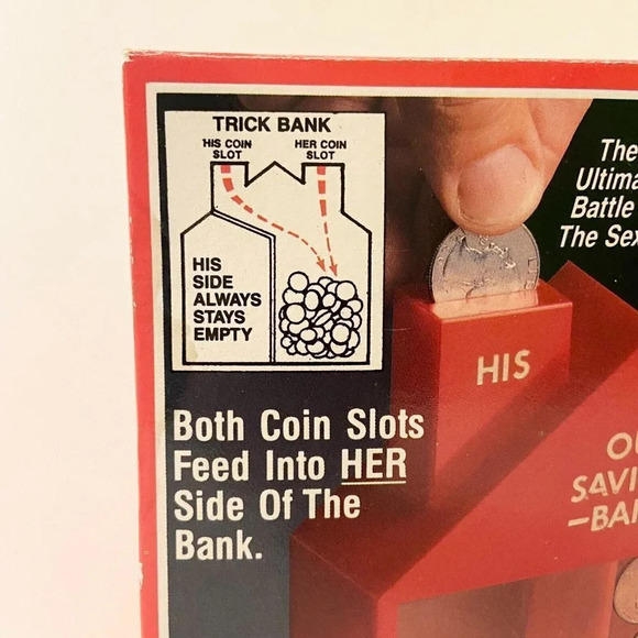 Vintage JSNY  His N Hers Savings Bank Trick Coin Bank - Picture 3 of 14